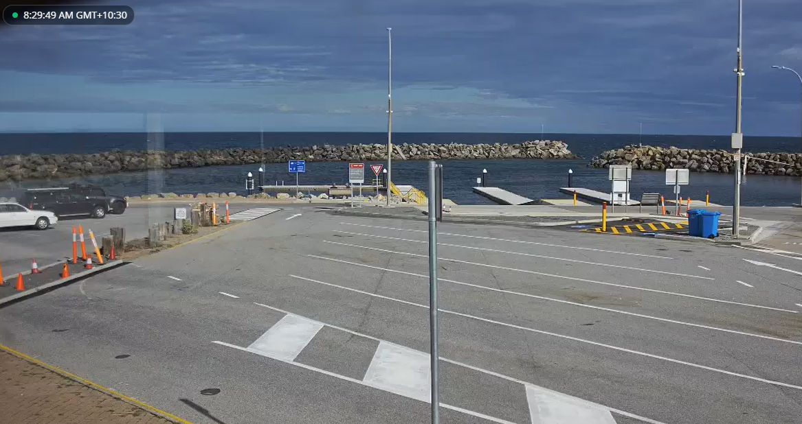 View from a webcam of O'Sullivan Beach boat ramp and carpark