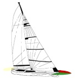 Cartoon drawn sailing boat showing red, white and green lights