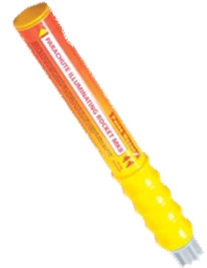 Parachute rocket flare - yellow and orange casing